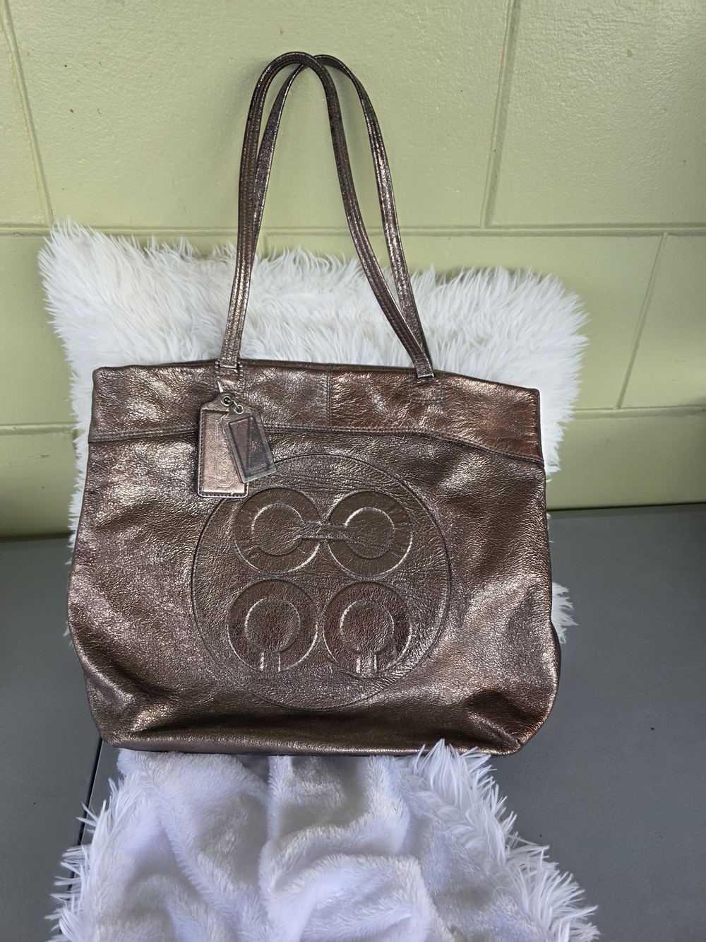 Coach Metallic Bronze Leather Tote